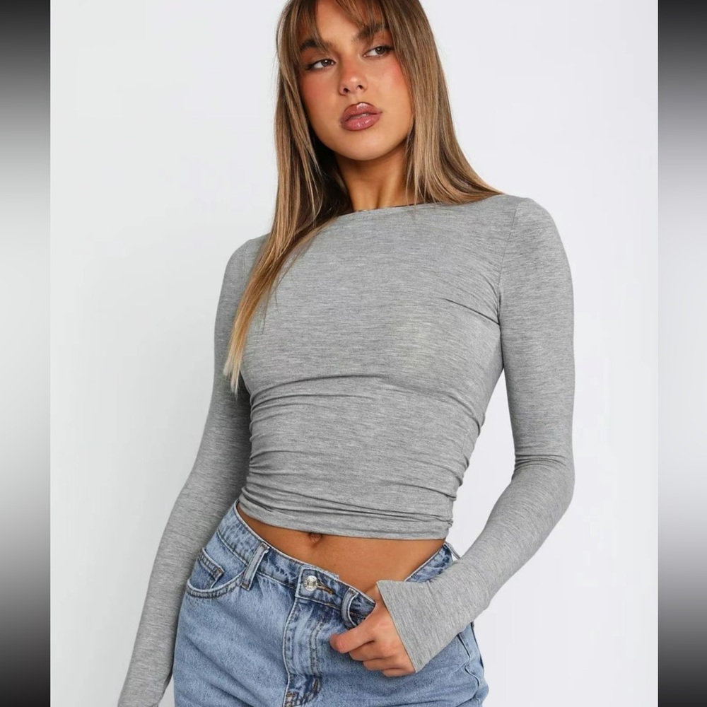 Gray Long Sleeve Women's Top